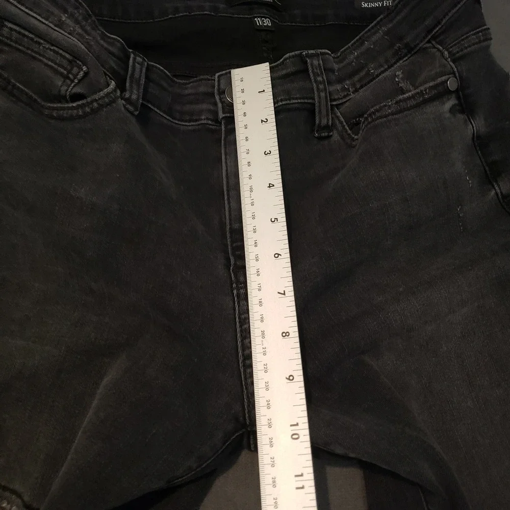 Judy Blue Skinny Jeans Womens 11/30 Black‎ Distressed Buffalo Plaid Patch
